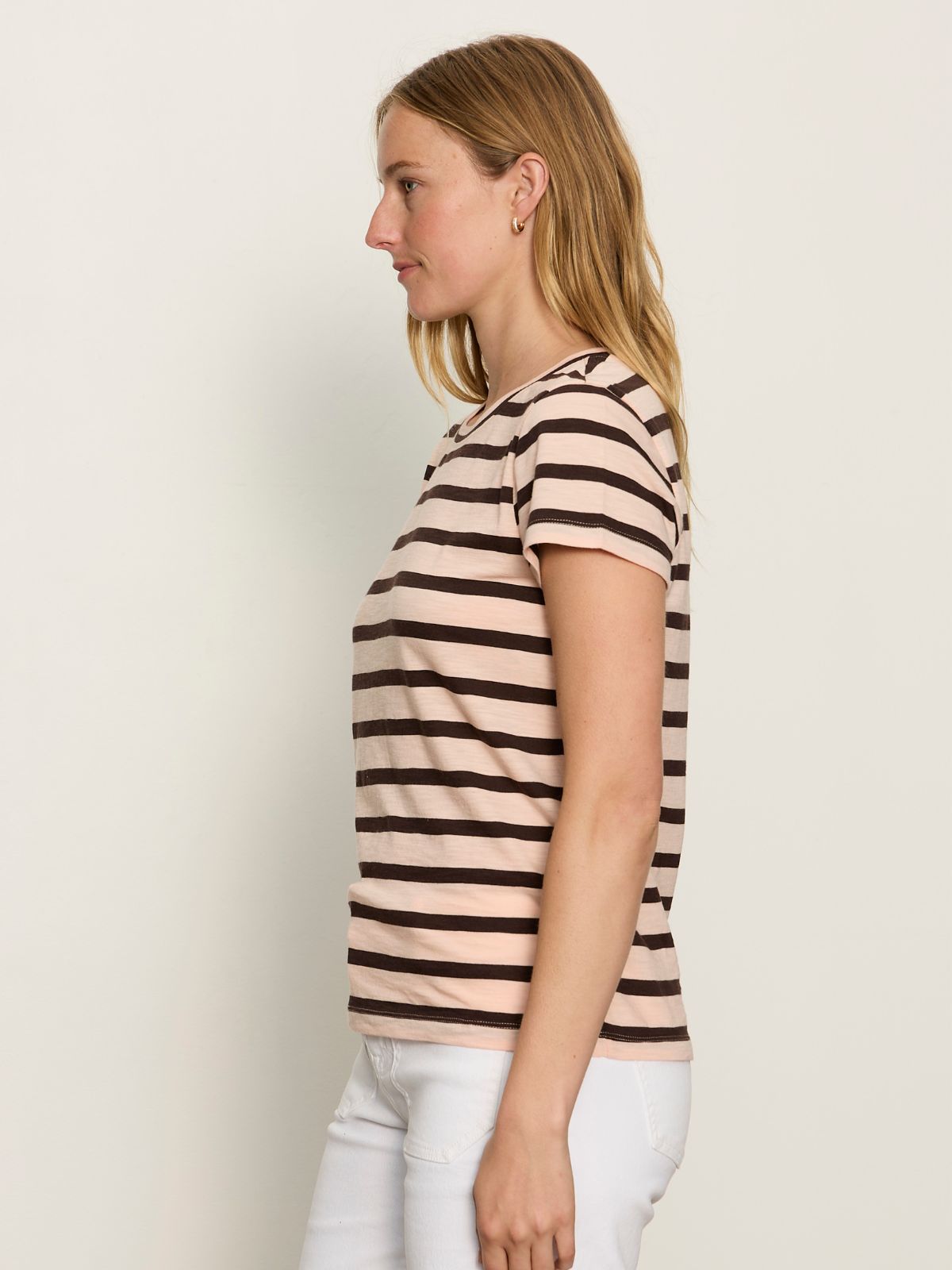 THE PERFECT TEE BLEACHED PK/RICH SOIL STRIPE | Sanctuary Clothing