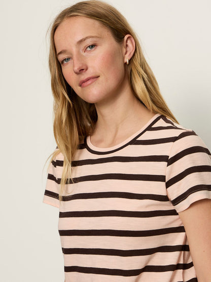 THE PERFECT TEE BLEACHED PK/RICH SOIL STRIPE | Sanctuary Clothing