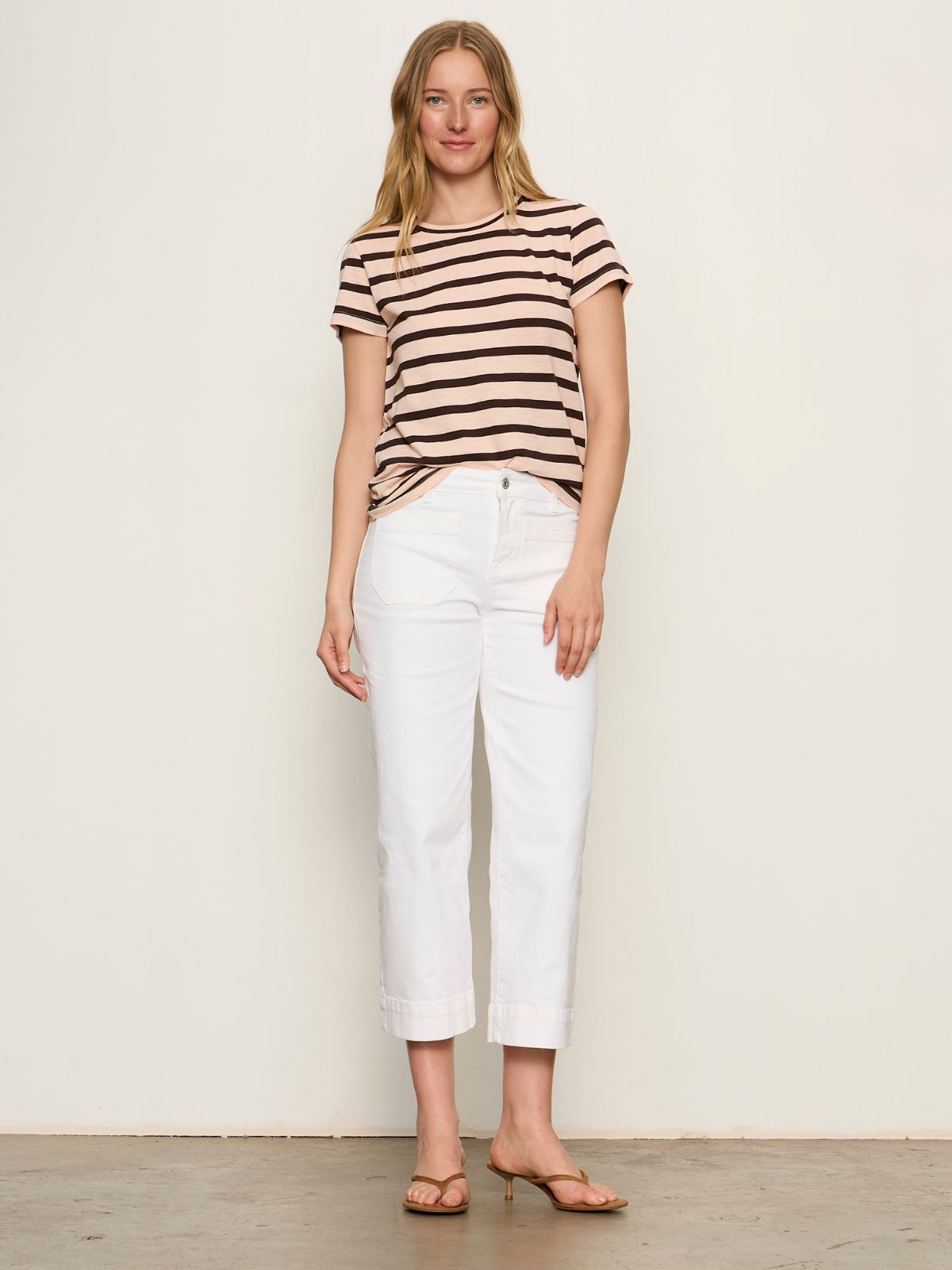 THE PERFECT TEE BLEACHED PK/RICH SOIL STRIPE | Sanctuary Clothing