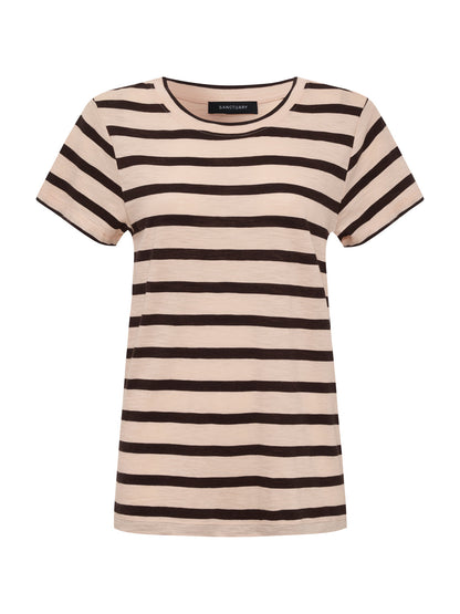 THE PERFECT TEE BLEACHED PK/RICH SOIL STRIPE | Sanctuary Clothing