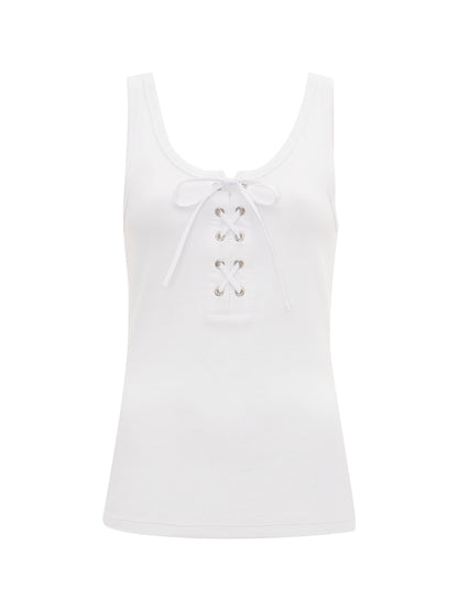 GO-TO LACE UP TANK WHITE | Sanctuary Clothing