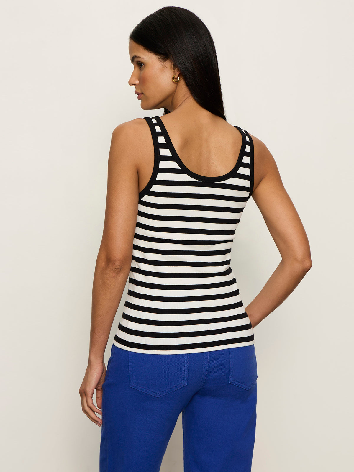 GO-TO LACE UP TANK CHALK/BLACK STRIPE (11) | Sanctuary Clothing
