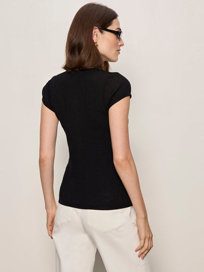 SOFT FOCUS RIBBBED TOP BLACK | Sanctuary Clothing
