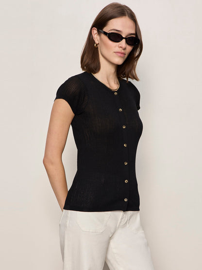 SOFT FOCUS RIBBBED TOP BLACK | Sanctuary Clothing