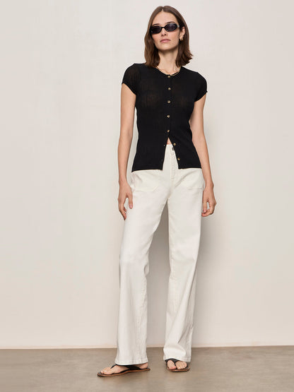 SOFT FOCUS RIBBBED TOP BLACK | Sanctuary Clothing