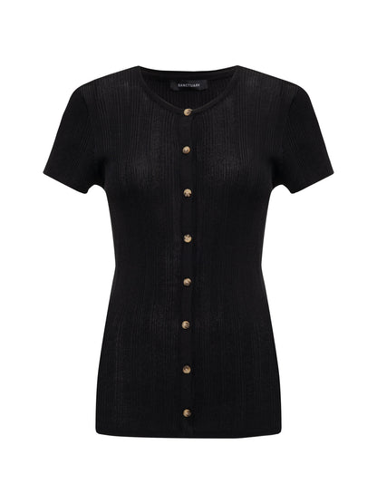 SOFT FOCUS RIBBBED TOP BLACK | Sanctuary Clothing