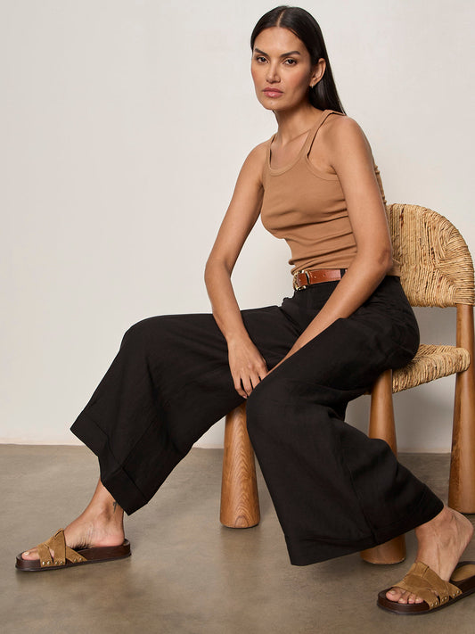 TERRACE LINEN PANT BLACK | Sanctuary Clothing