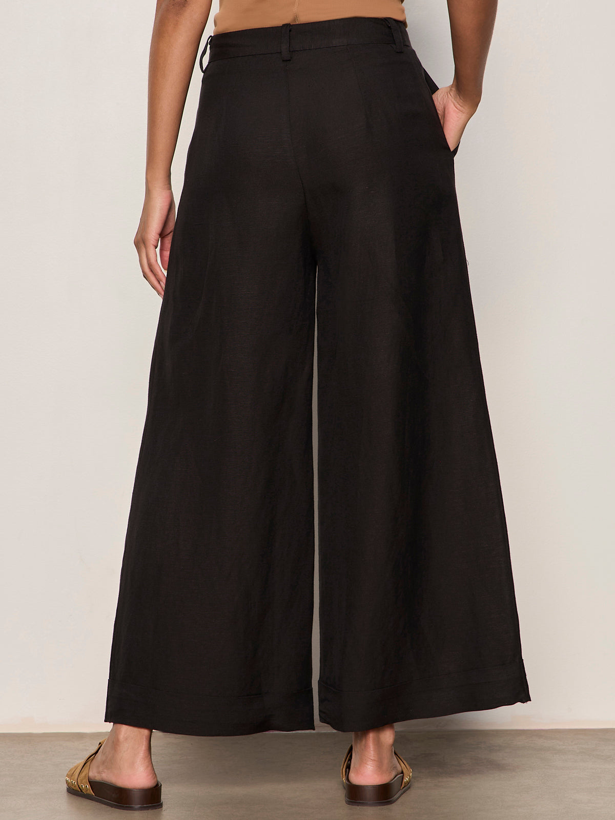 TERRACE LINEN PANT BLACK | Sanctuary Clothing