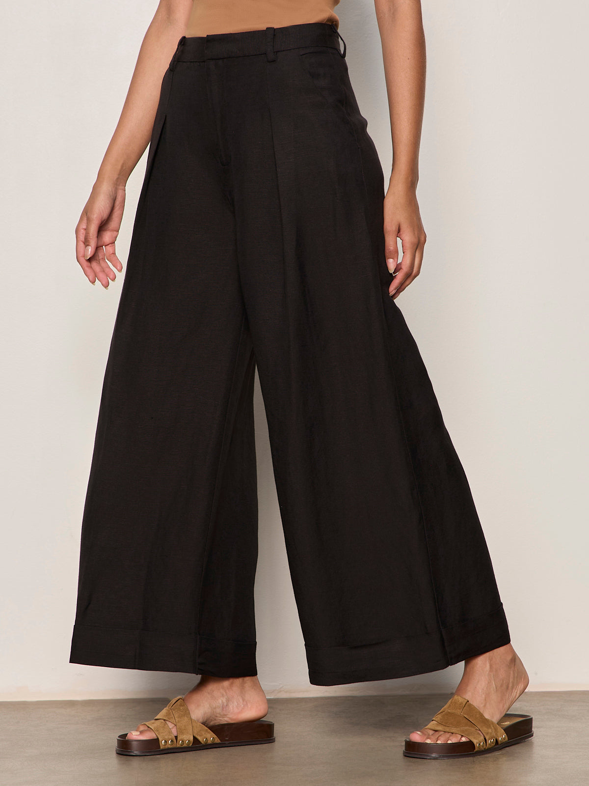 TERRACE LINEN PANT BLACK | Sanctuary Clothing