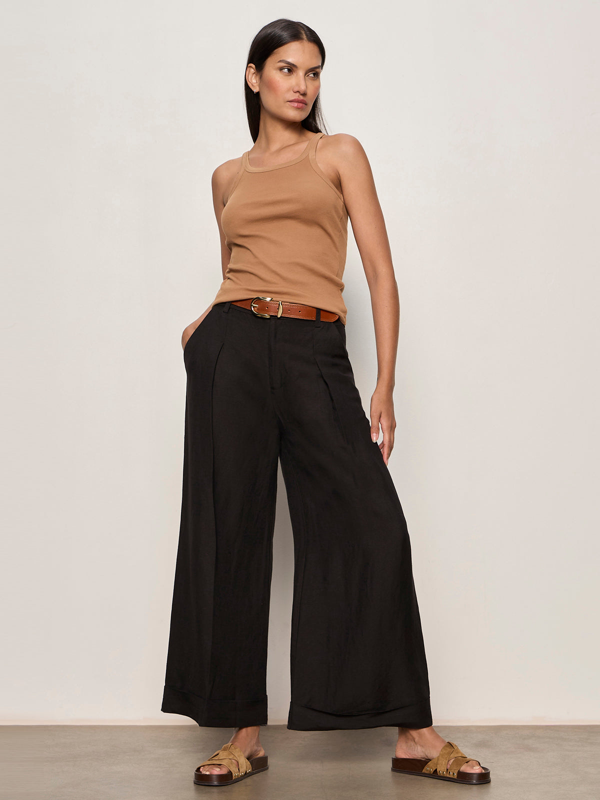 TERRACE LINEN PANT BLACK | Sanctuary Clothing
