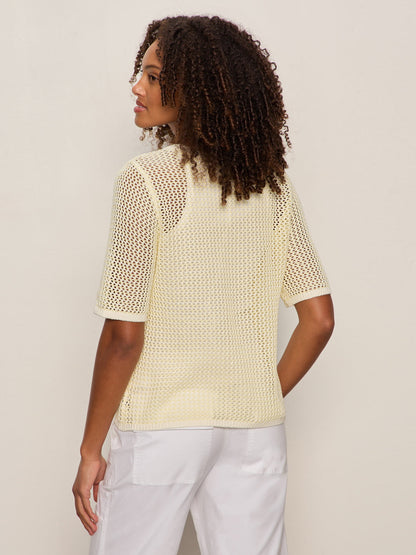 OPEN KNIT SWEATER TEE LEMON DROP/CHALK STRIPE | Sanctuary Clothing
