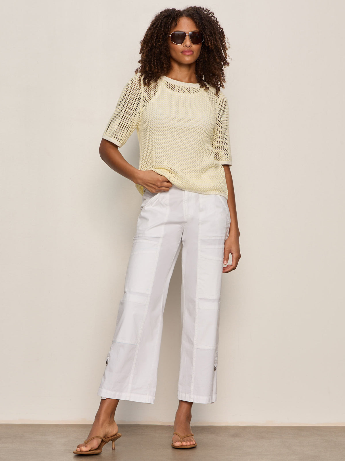 OPEN KNIT SWEATER TEE LEMON DROP/CHALK STRIPE | Sanctuary Clothing
