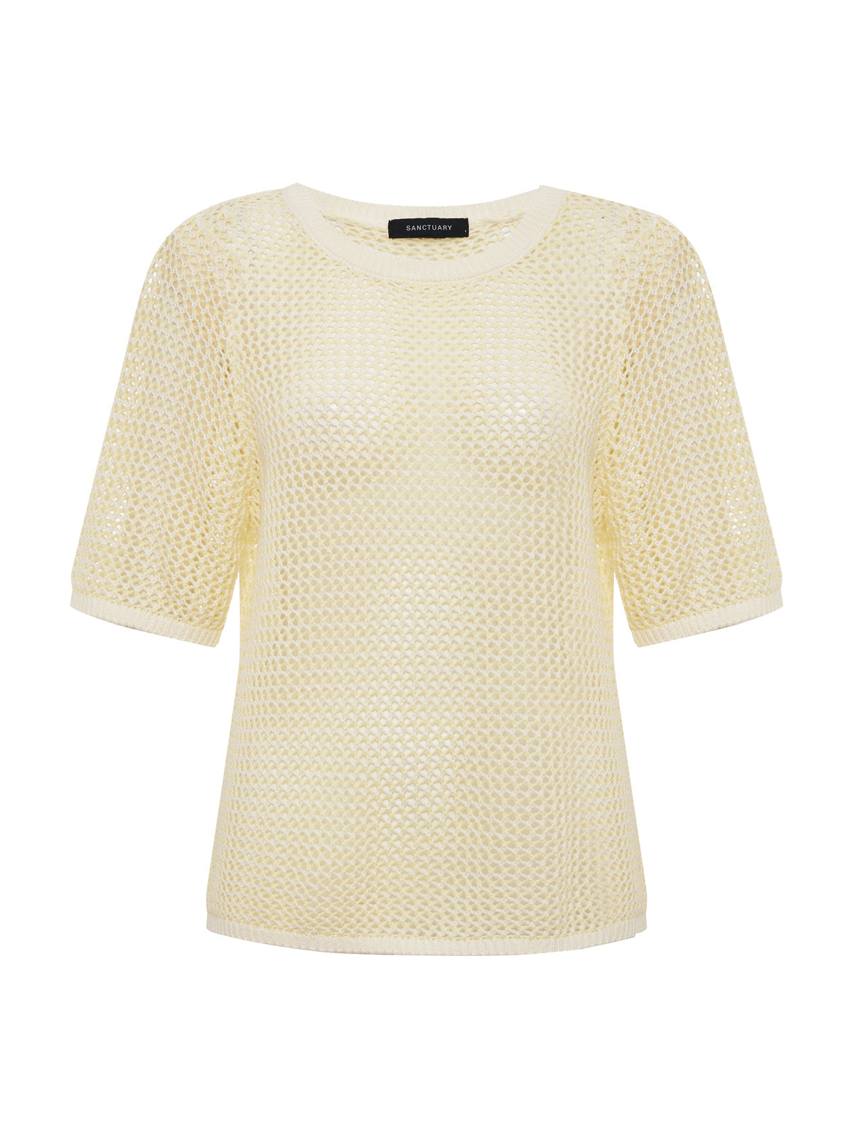 OPEN KNIT SWEATER TEE LEMON DROP/CHALK STRIPE | Sanctuary Clothing