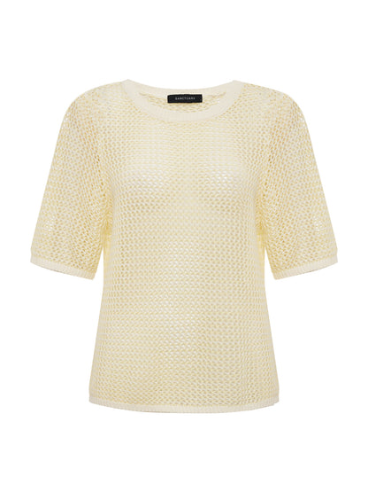 OPEN KNIT SWEATER TEE LEMON DROP/CHALK STRIPE | Sanctuary Clothing