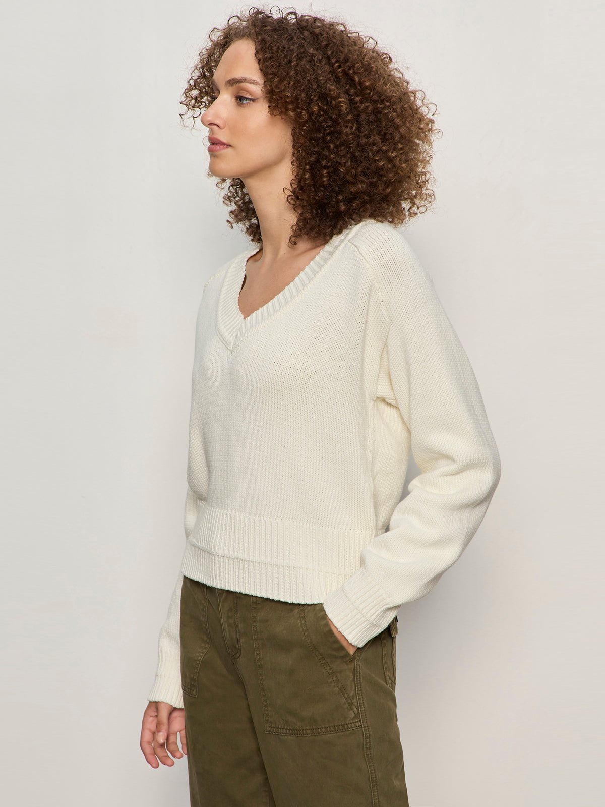 PERFECT V NECK SWEATER VINTAGE IVORY | Sanctuary Clothing