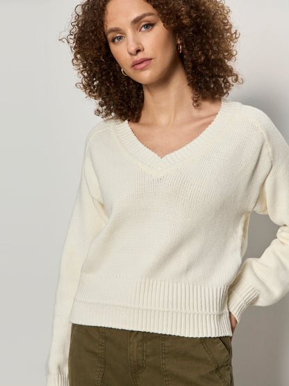 PERFECT V NECK SWEATER VINTAGE IVORY | Sanctuary Clothing