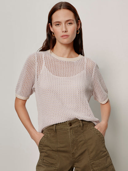OPEN KNIT SWEATER TEE PETAL/RICH COLLAGEN STRIPE | Sanctuary Clothing