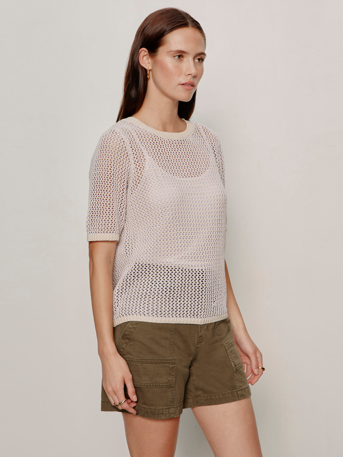OPEN KNIT SWEATER TEE PETAL/RICH COLLAGEN STRIPE | Sanctuary Clothing