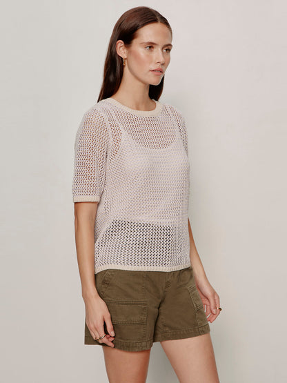 OPEN KNIT SWEATER TEE PETAL/RICH COLLAGEN STRIPE | Sanctuary Clothing