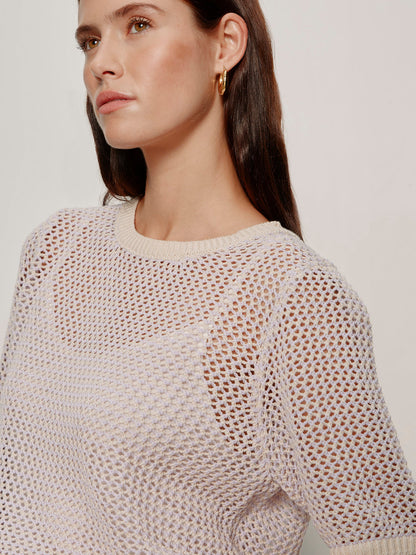 OPEN KNIT SWEATER TEE PETAL/RICH COLLAGEN STRIPE | Sanctuary Clothing