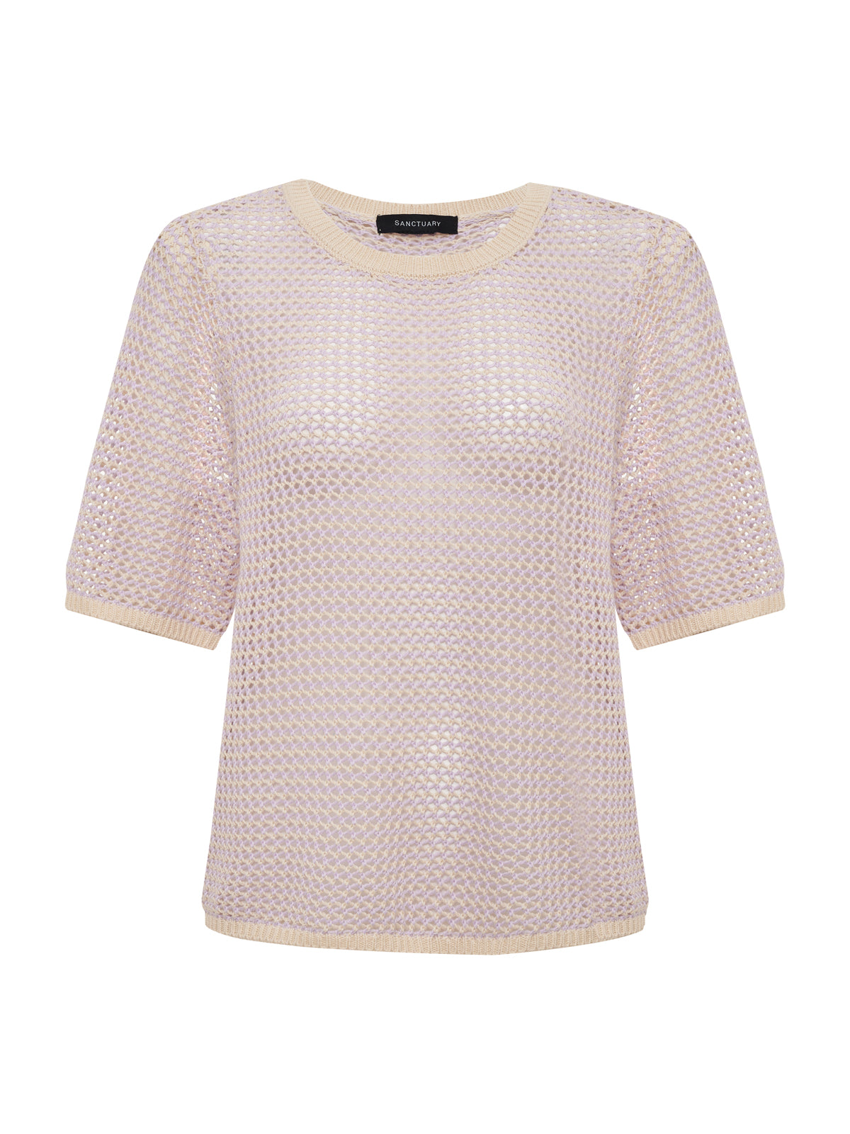 OPEN KNIT SWEATER TEE PETAL/RICH COLLAGEN STRIPE | Sanctuary Clothing