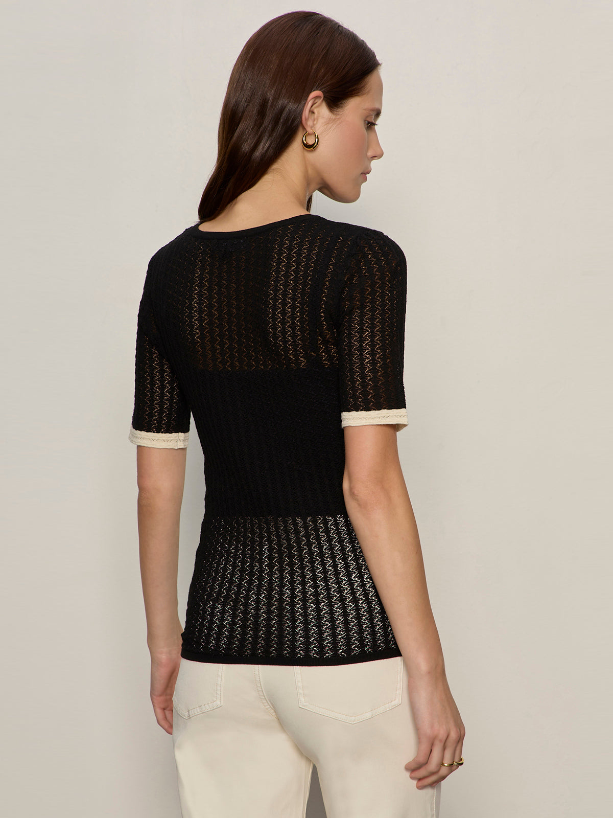 GOING PLACES POINTELLE SWEATER BLACK | Sanctuary Clothing