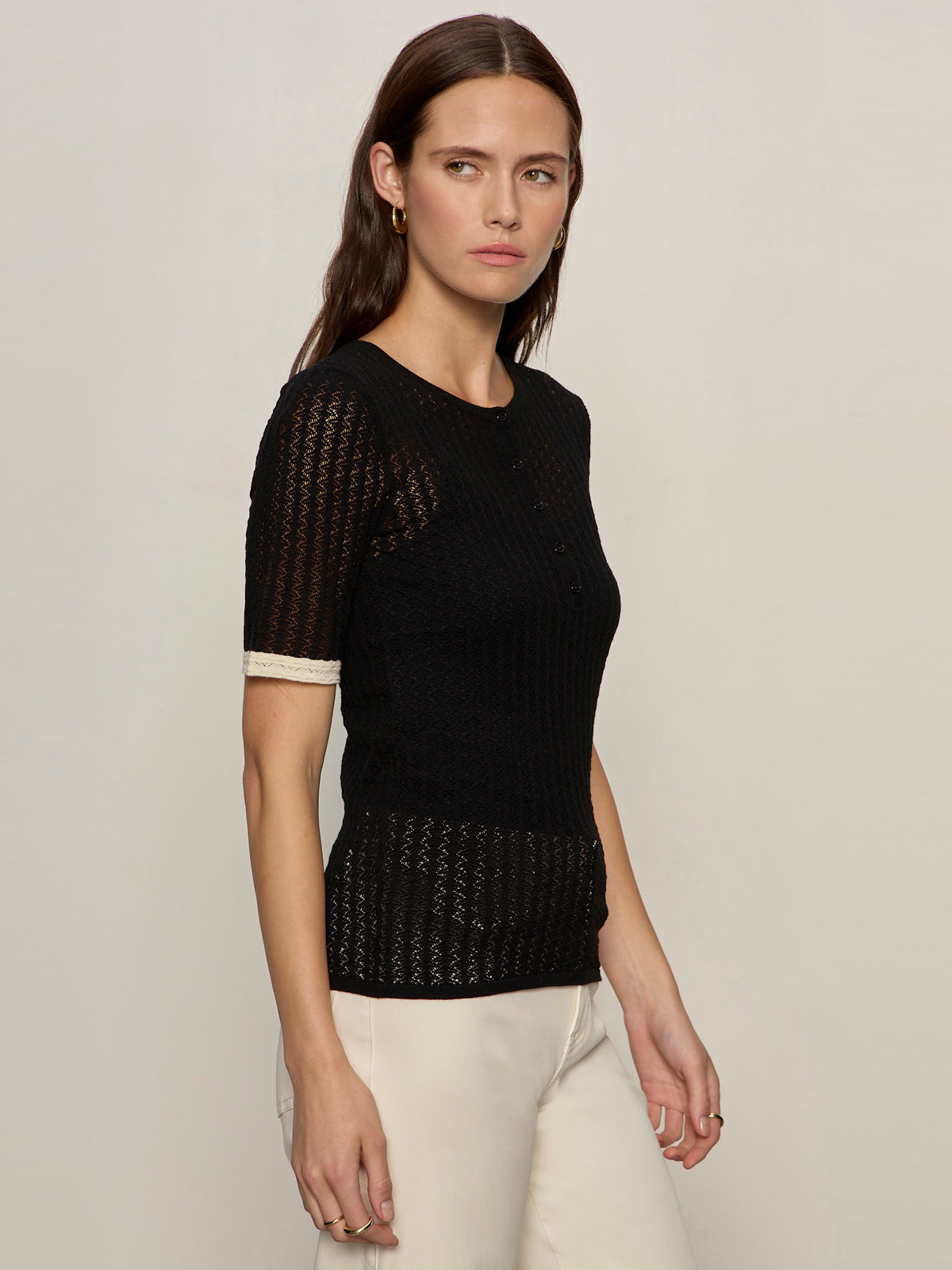 GOING PLACES POINTELLE SWEATER BLACK | Sanctuary Clothing
