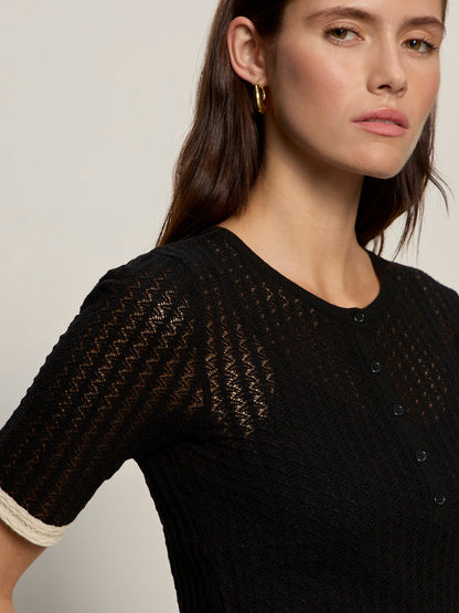 GOING PLACES POINTELLE SWEATER BLACK | Sanctuary Clothing