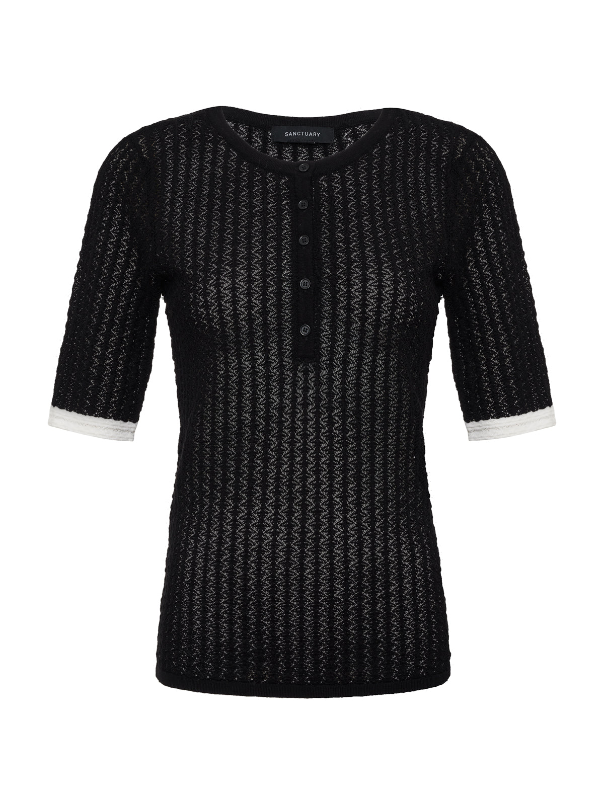 GOING PLACES POINTELLE SWEATER BLACK | Sanctuary Clothing