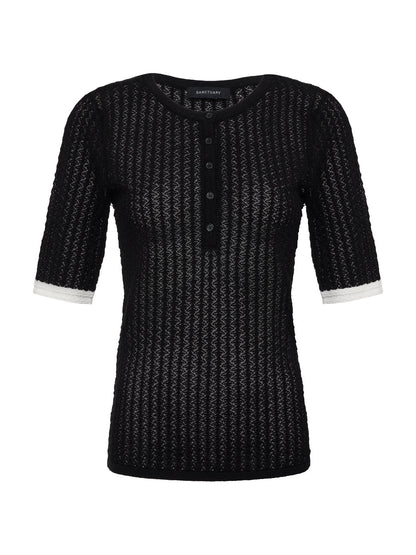 GOING PLACES POINTELLE SWEATER BLACK | Sanctuary Clothing