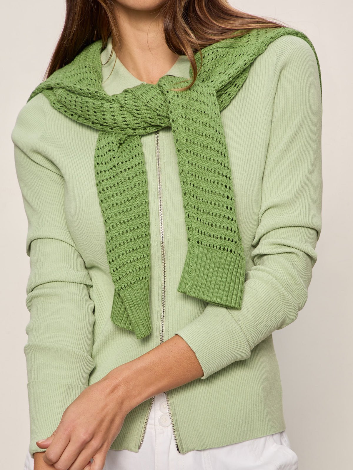 ONLY YOURS RIBBED ZIP SWEATER DETOX GREEN | Sanctuary Clothing