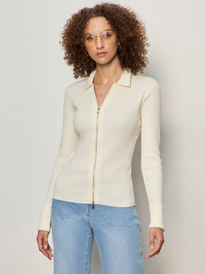 ONLY YOURS RIBBED ZIP SWEATER COLLAGEN | Sanctuary Clothing