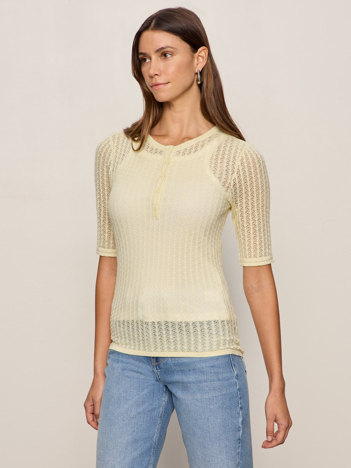 GOING PLACES POINTELLE SWEATER LEMON DROP | Sanctuary Clothing