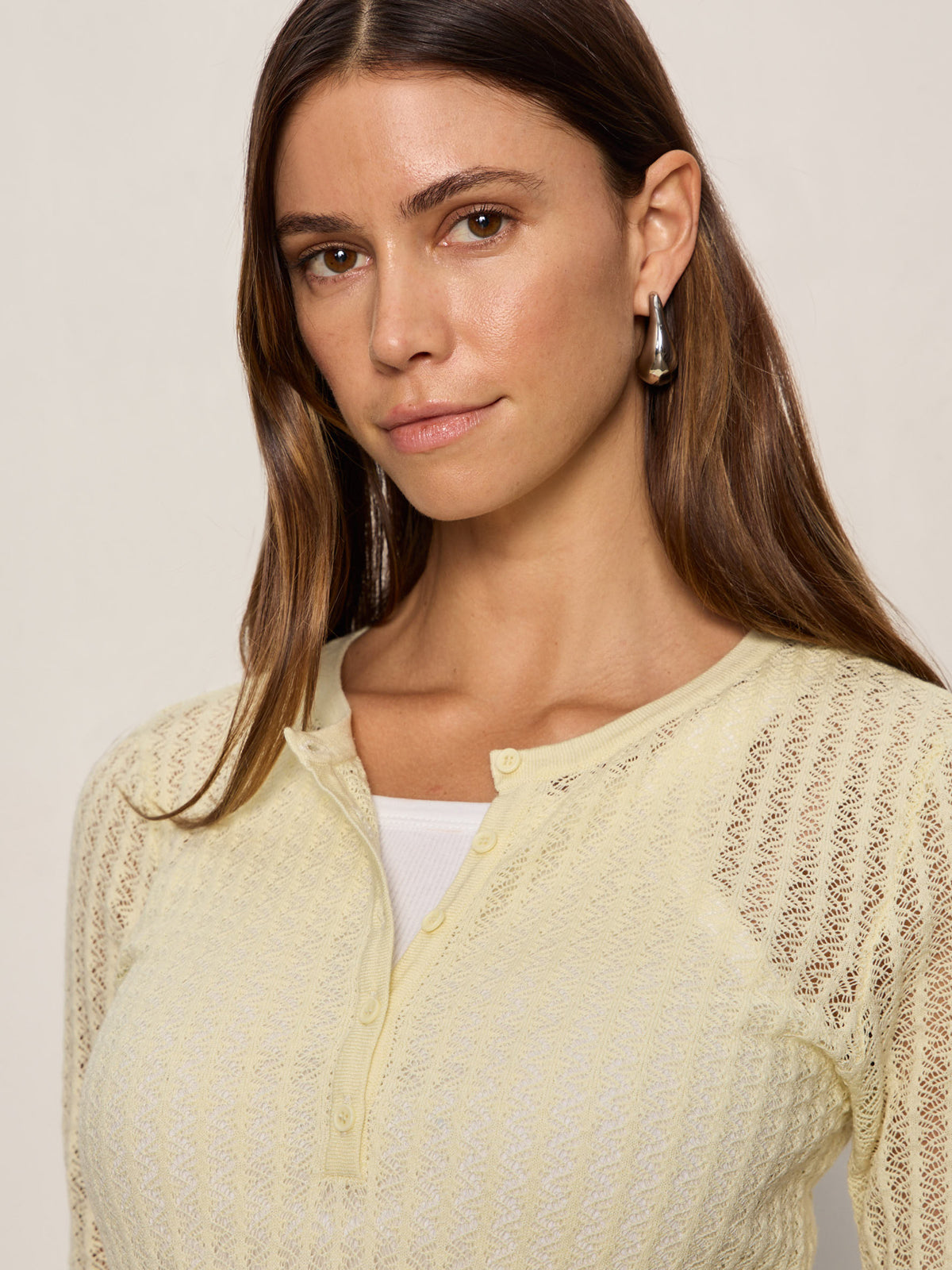 GOING PLACES POINTELLE SWEATER LEMON DROP | Sanctuary Clothing