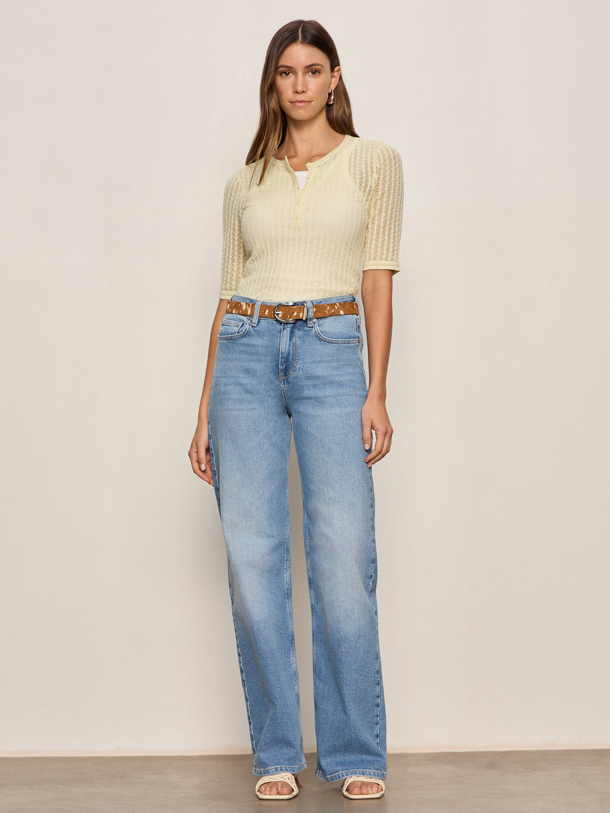 GOING PLACES POINTELLE SWEATER LEMON DROP | Sanctuary Clothing