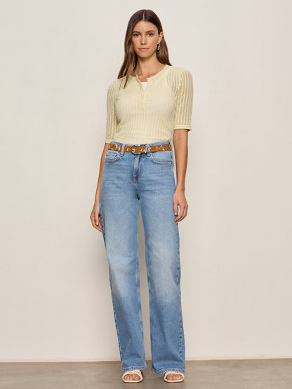 GOING PLACES POINTELLE SWEATER LEMON DROP | Sanctuary Clothing