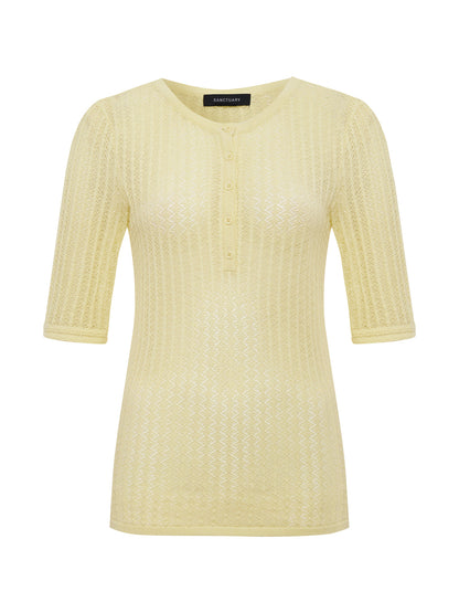 GOING PLACES POINTELLE SWEATER LEMON DROP | Sanctuary Clothing