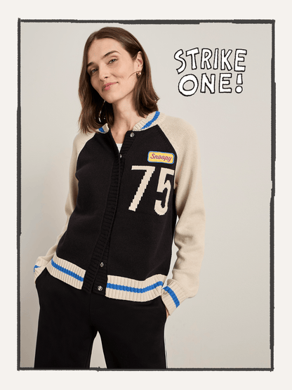 75 BOMBER SWEATER BLACK/ CHALK | Sanctuary Clothing