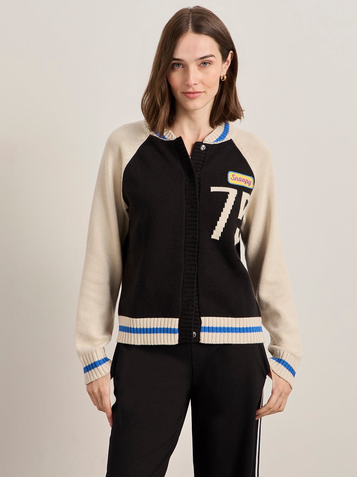 75 BOMBER SWEATER BLACK/ CHALK | Sanctuary Clothing