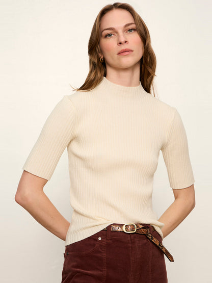 High Neck Ribbed Top Bone | Sanctuary Clothing