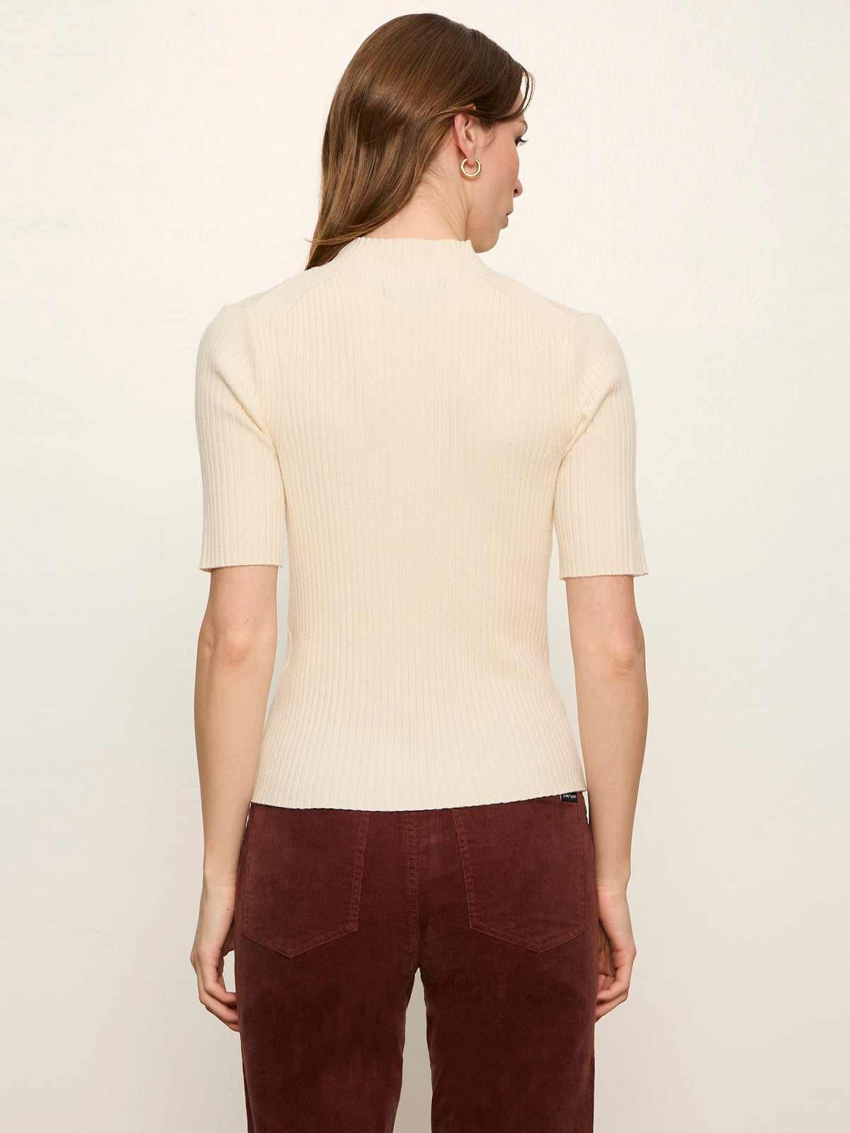 High Neck Ribbed Top Bone | Sanctuary Clothing