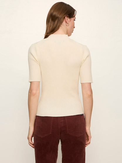 High Neck Ribbed Top Bone | Sanctuary Clothing