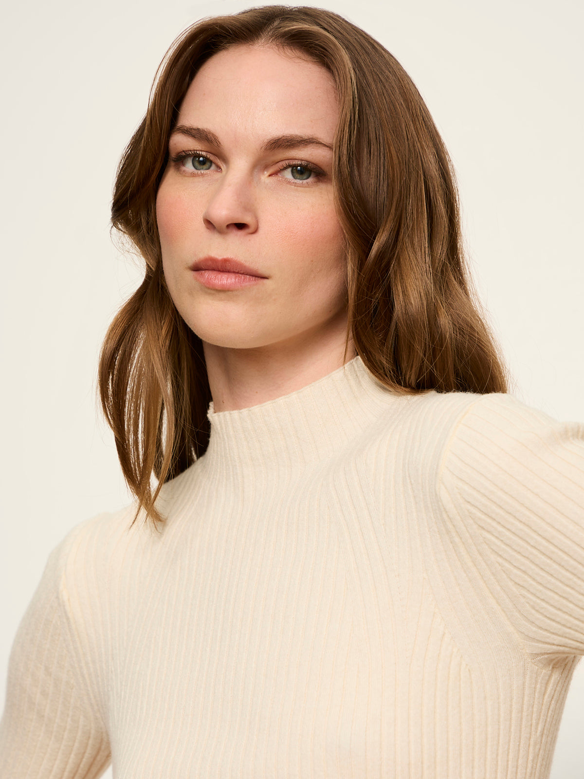 High Neck Ribbed Top Bone | Sanctuary Clothing