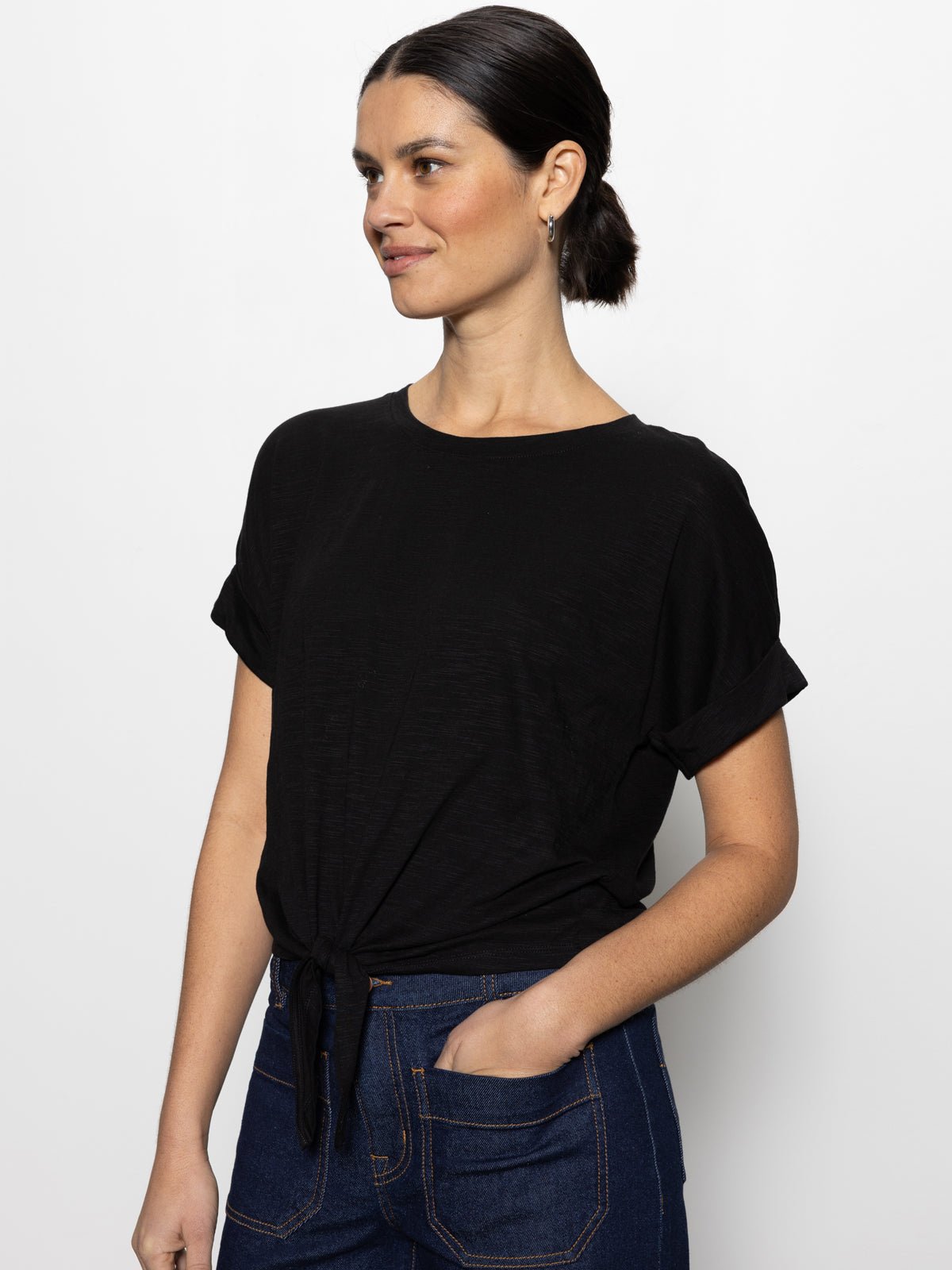 ALL DAY TIE TEE BLACK | Sanctuary Clothing