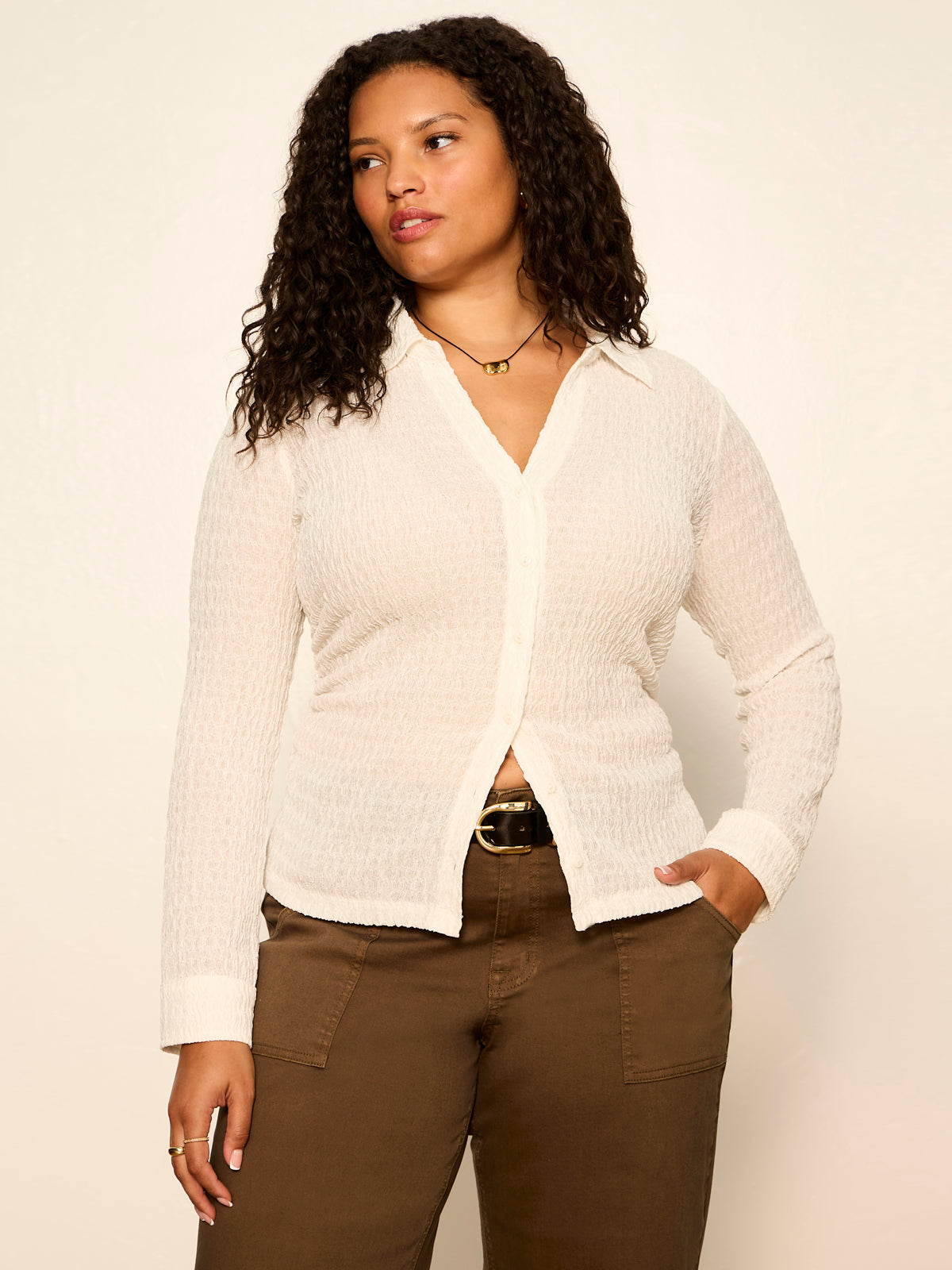 JUNO TEXTURED BUTTON FRONT CHALK | Sanctuary Clothing