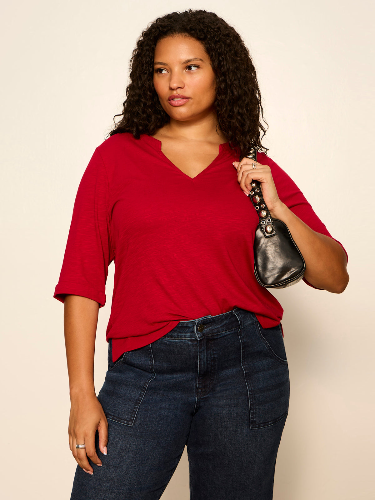 DOLCE NOTCH NECK TEE RED BERRY | Sanctuary Clothing