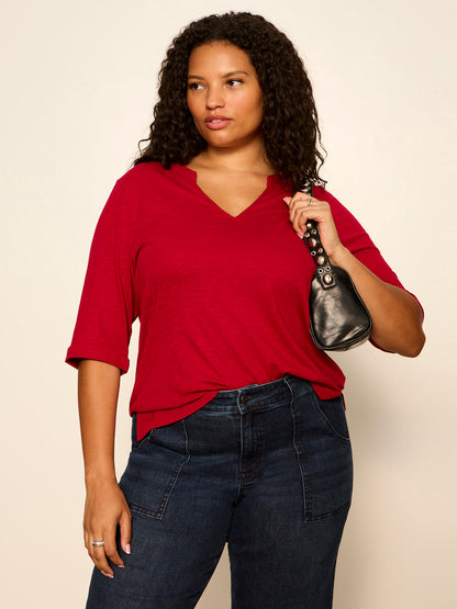 DOLCE NOTCH NECK TEE RED BERRY | Sanctuary Clothing