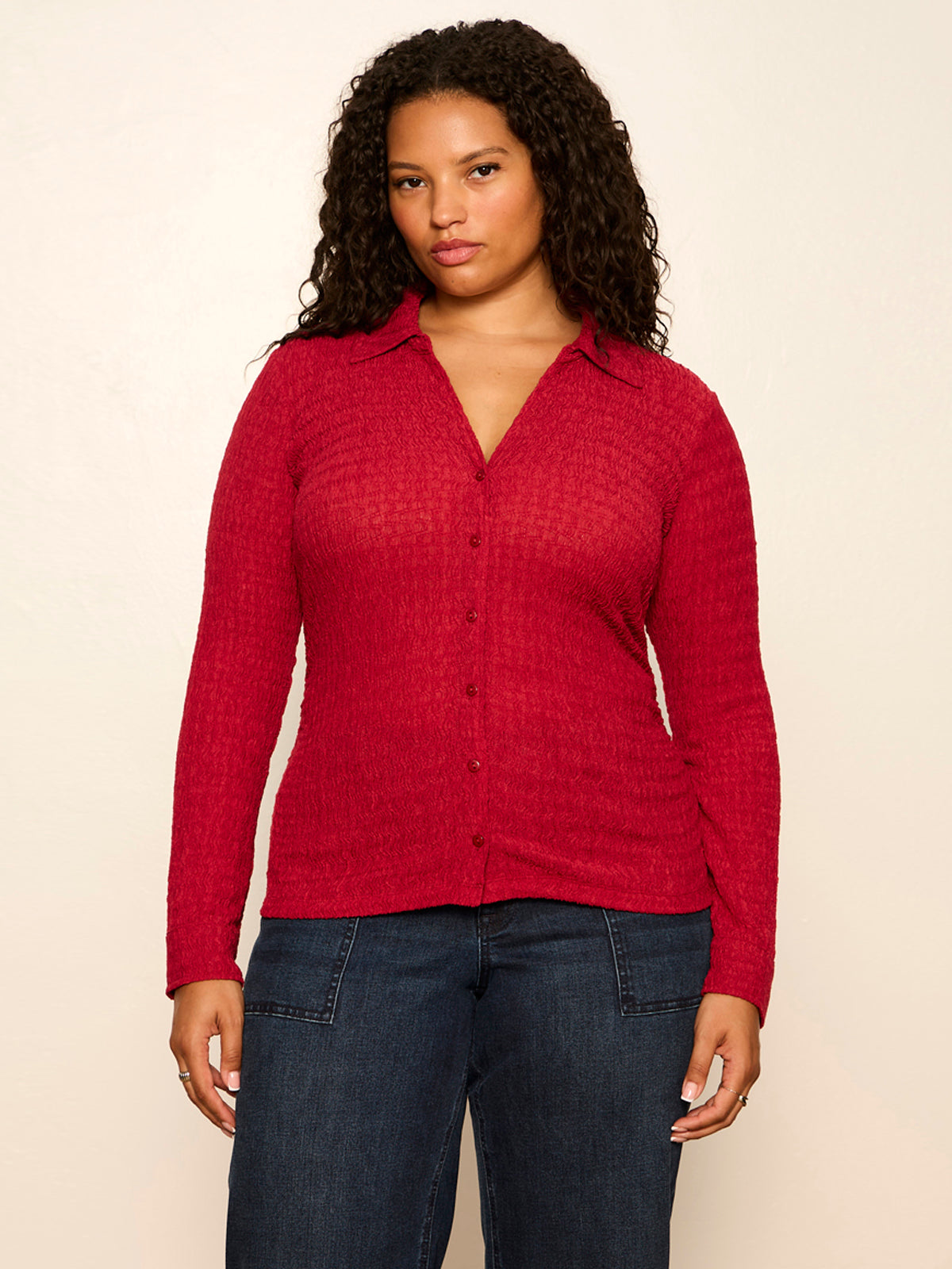 JUNO TEXTURED BUTTON FRONT RED BERRY | Sanctuary Clothing