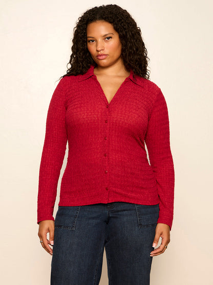 JUNO TEXTURED BUTTON FRONT RED BERRY | Sanctuary Clothing