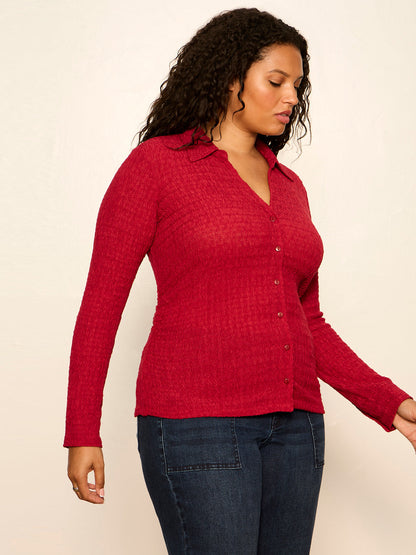 JUNO TEXTURED BUTTON FRONT RED BERRY | Sanctuary Clothing